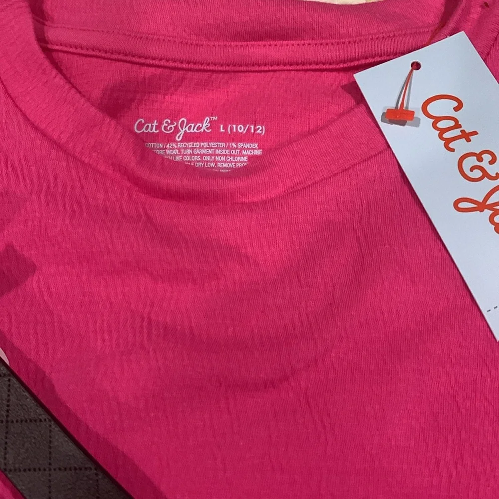 Cat & Jack Pink Shirt and 3 Belts NEW Size Large 10-12 Black Blue & Purple Belts